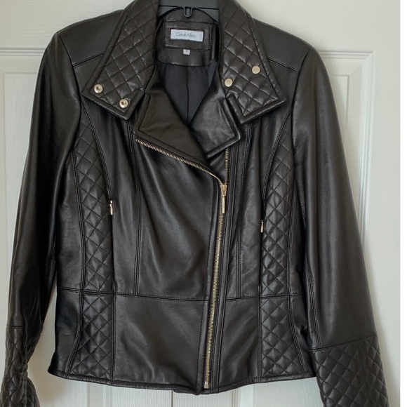 CALVIN KLEIN Highest Quality Unique Black Leather  Moto Jacket - Picture 3 of 11